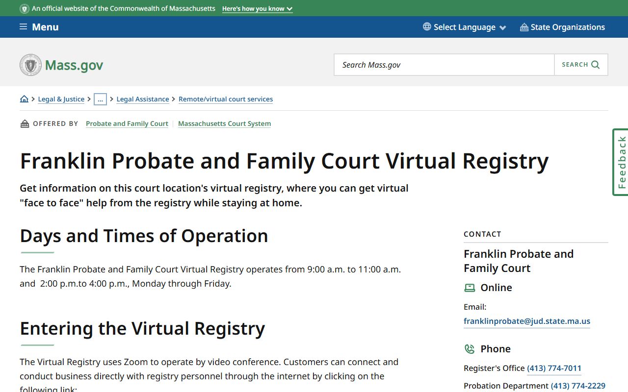 Franklin County Virtual Registry for probate court records