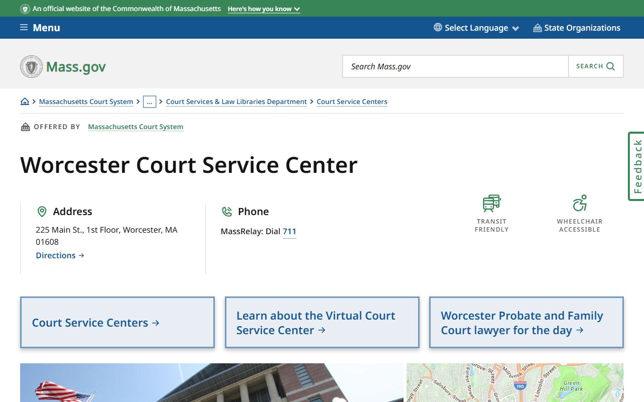 Worcester Court Service Center for probate court records assistance