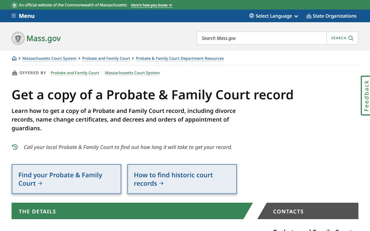 Instructions for requesting copies of Massachusetts probate court records