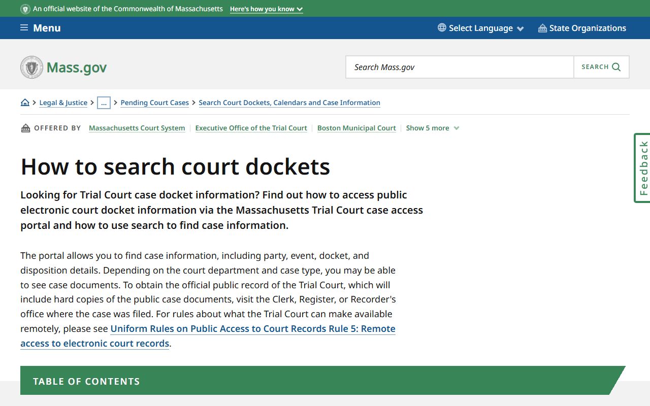 How to search Massachusetts probate court dockets guide